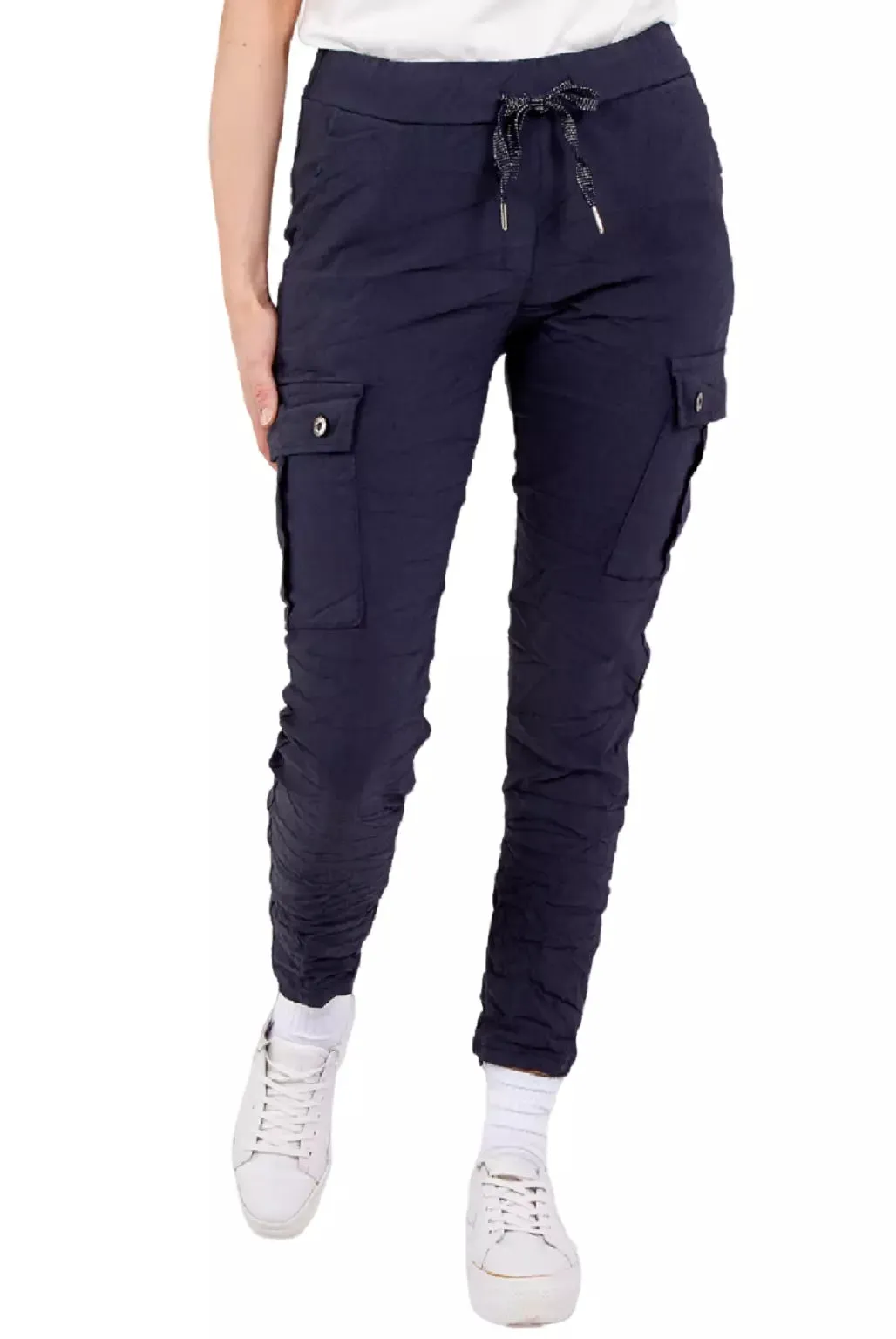 Ladies Magic Super Stretch Cargo Trousers Joggers Womens Plain Pocket Pant