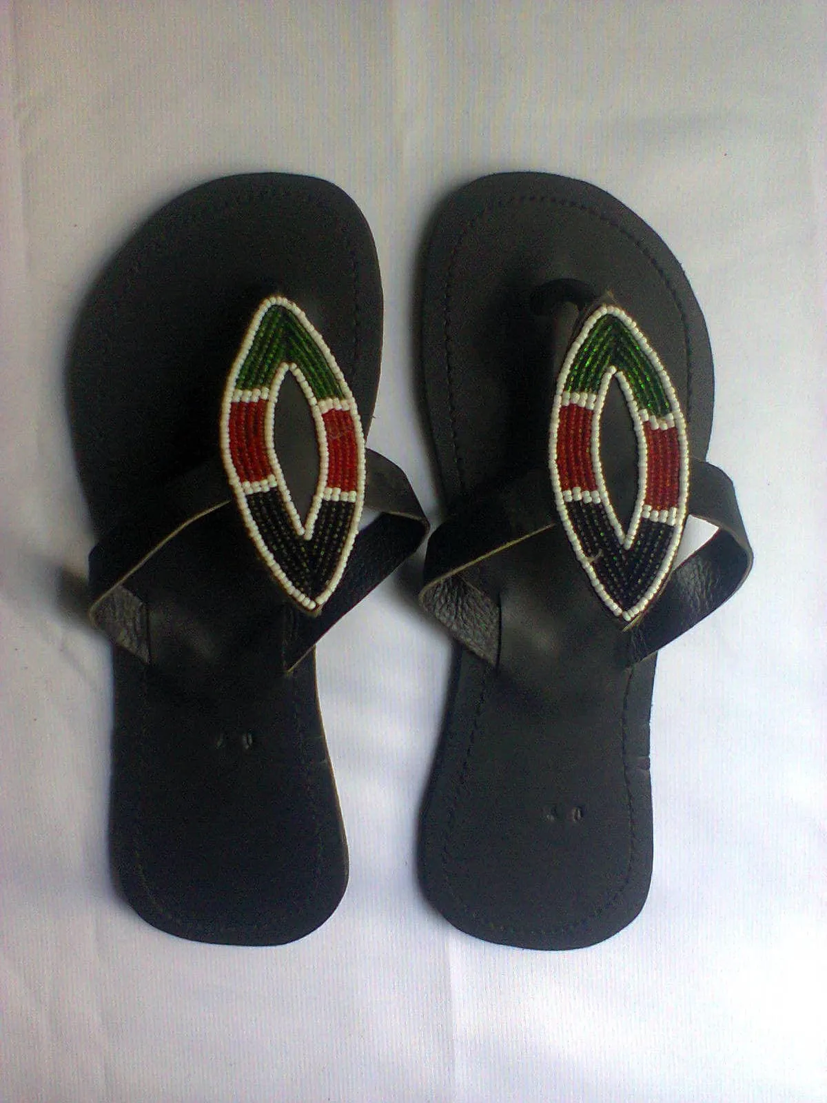 Masai/masaai ladies sandals with kenya flag colors