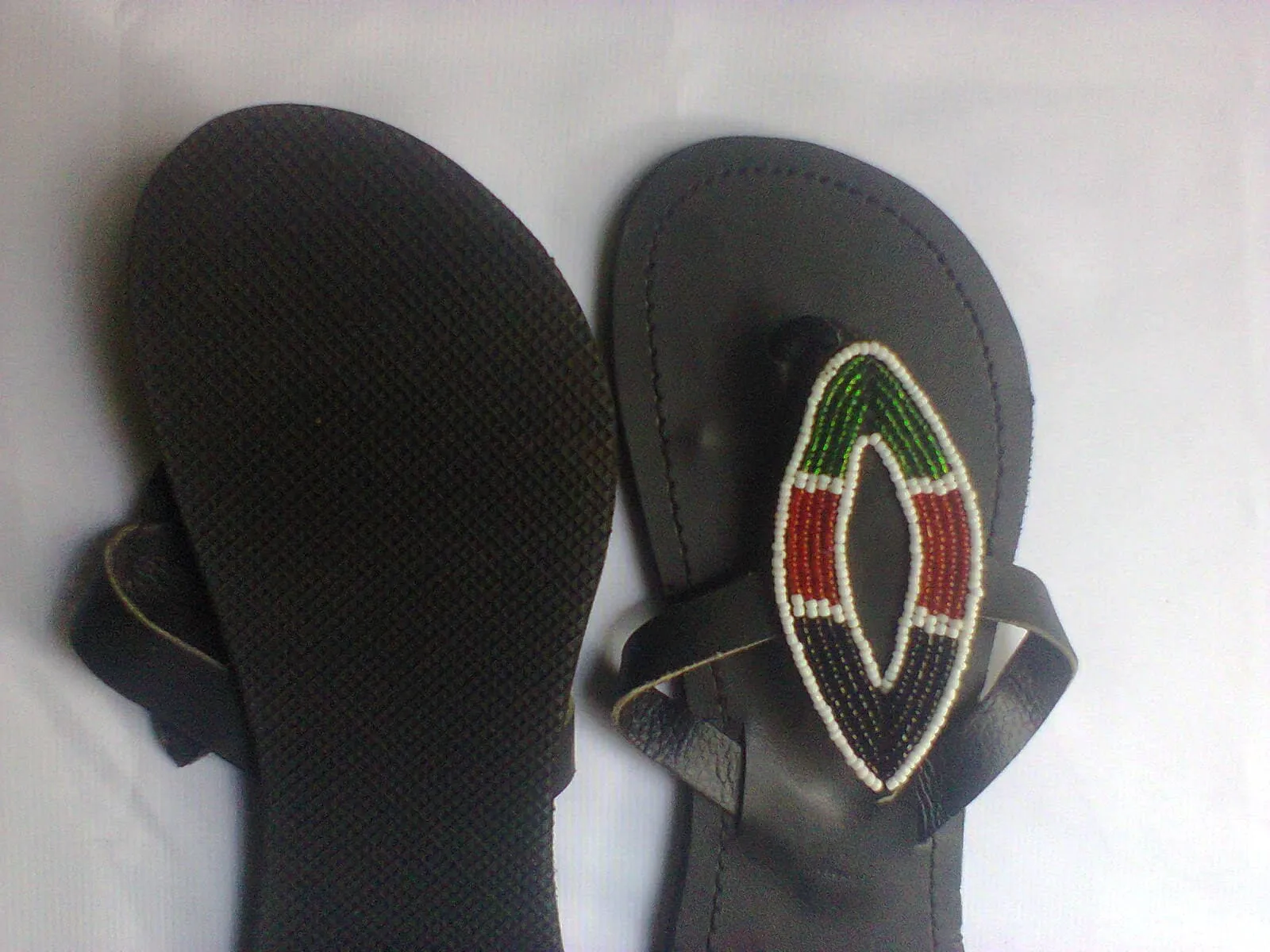 Masai/masaai ladies sandals with kenya flag colors