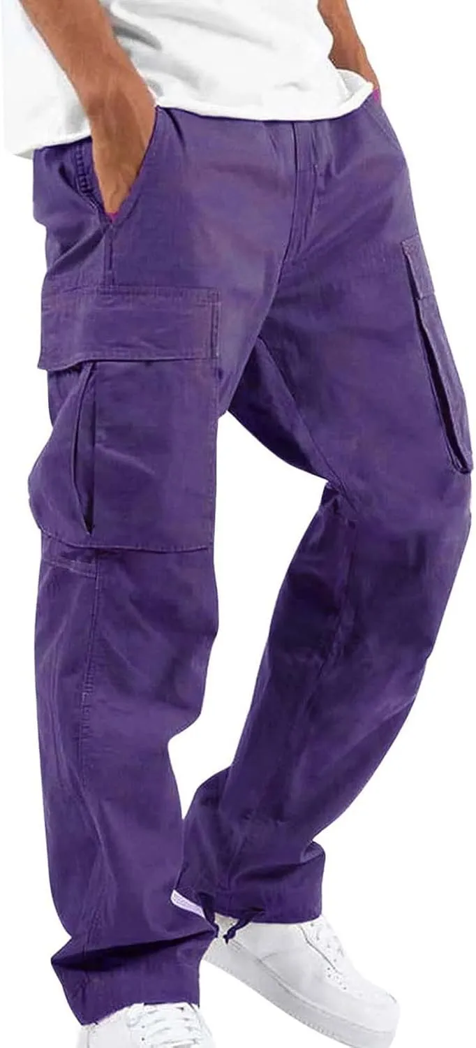 Mens Big and Tall Flat Front Work Office Pants Fast Dry Stretch Cargo Pants Ice Silk Breathable Trousers Golf Pants