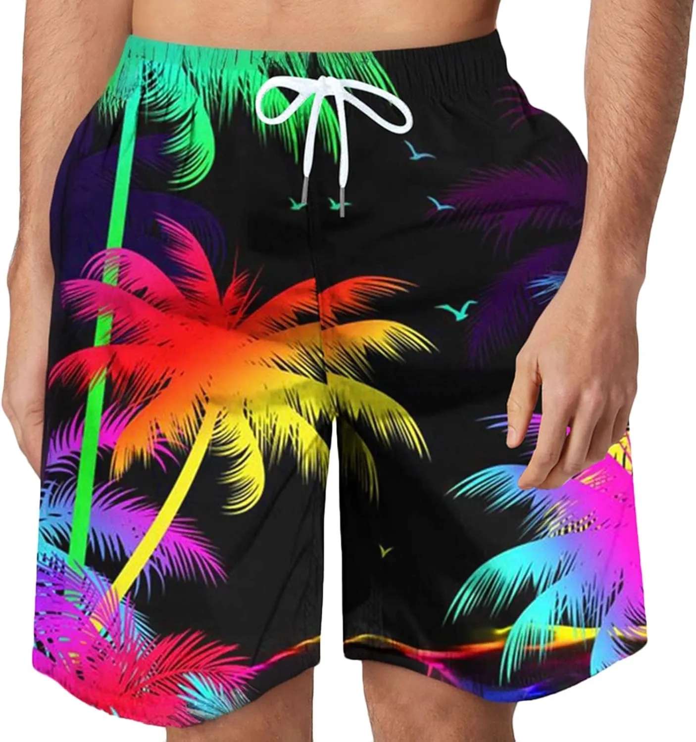 Mens Casual Beach Shorts Hawaiian Shorts Vacation Lounge Short Pants Pajama Shorts Quick Dry Workout Shorts