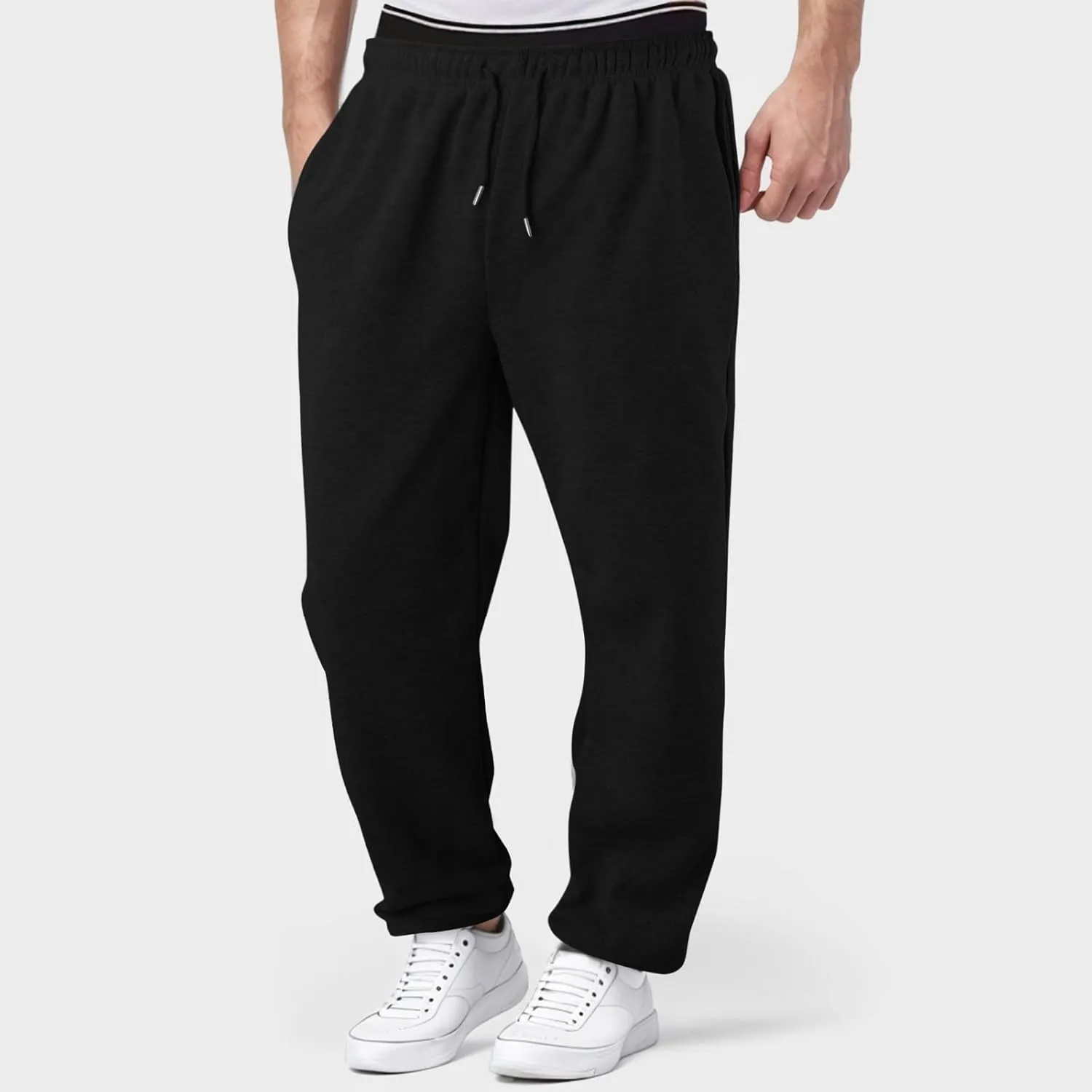 Men's Fashion Sweatpants Solid Color Joggers Lounge Golf Pants Fall Winter Long Trousers with Pockets