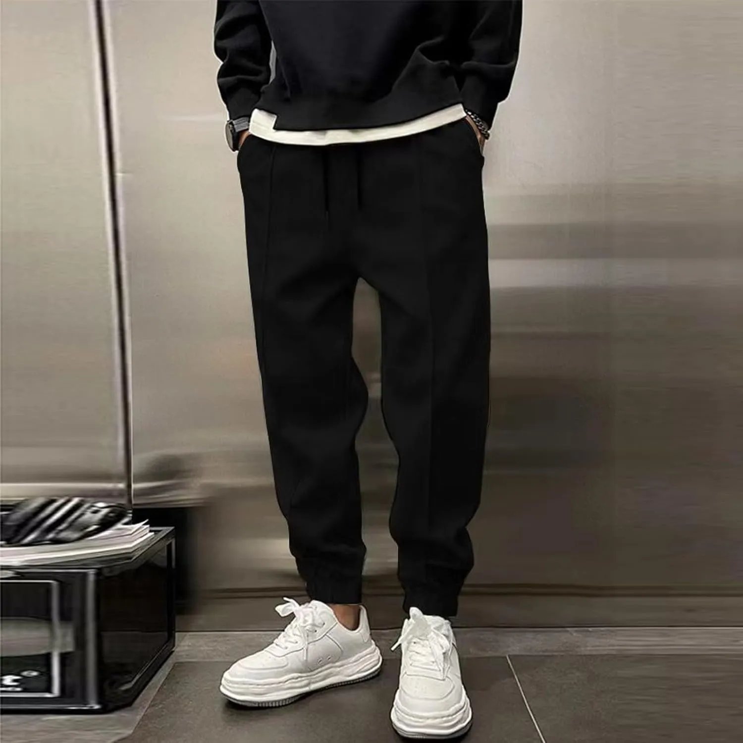Mens Jogger Sweatpants Baggy Plus Size Comfy Thick Fleece Sweatpants Drawstring Workout Lounge Pants Joggers with Pocket