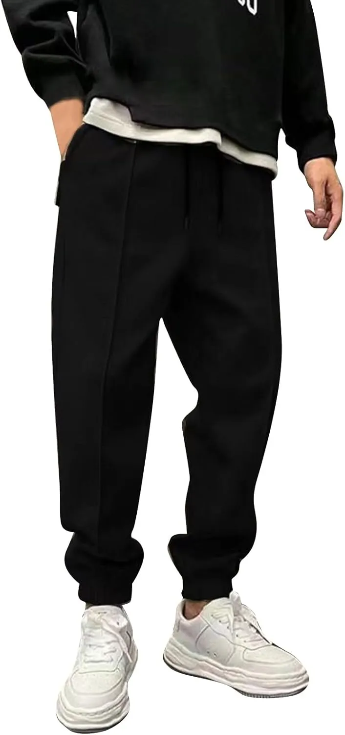 Mens Jogger Sweatpants Baggy Plus Size Comfy Thick Fleece Sweatpants Drawstring Workout Lounge Pants Joggers with Pocket