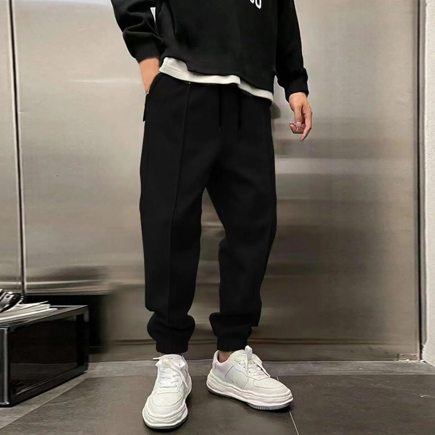 Mens Jogger Sweatpants Baggy Plus Size Comfy Thick Fleece Sweatpants Drawstring Workout Lounge Pants Joggers with Pocket