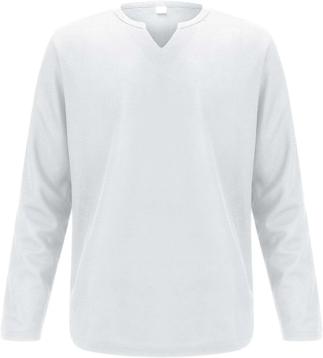 Men's Muscle Shirt Plus Size Casual Long Sleeve V Neck Waffle T Shirts Breathable Light Athletic Gym Workout Tee Top