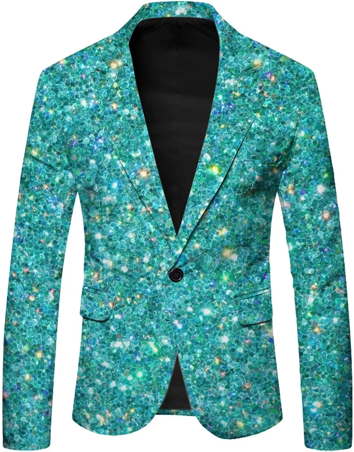 Men's Sequins Blazer One Button Party Prom Shiny Stylish Tuxedo Jacket Holiday Slim Fit Festival Glitter Suit Jacket