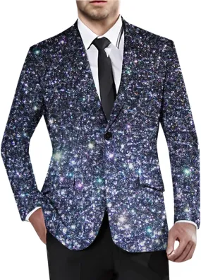 Men's Sequins Blazer One Button Party Prom Shiny Stylish Tuxedo Jacket Holiday Slim Fit Festival Glitter Suit Jacket