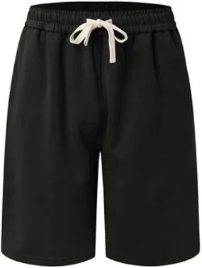 Muscularfit Men Cotton Casual Shorts Summer Beach Shorts Casual Elastic Waist Drawstring Shorts with Pockets Trendy Clothes