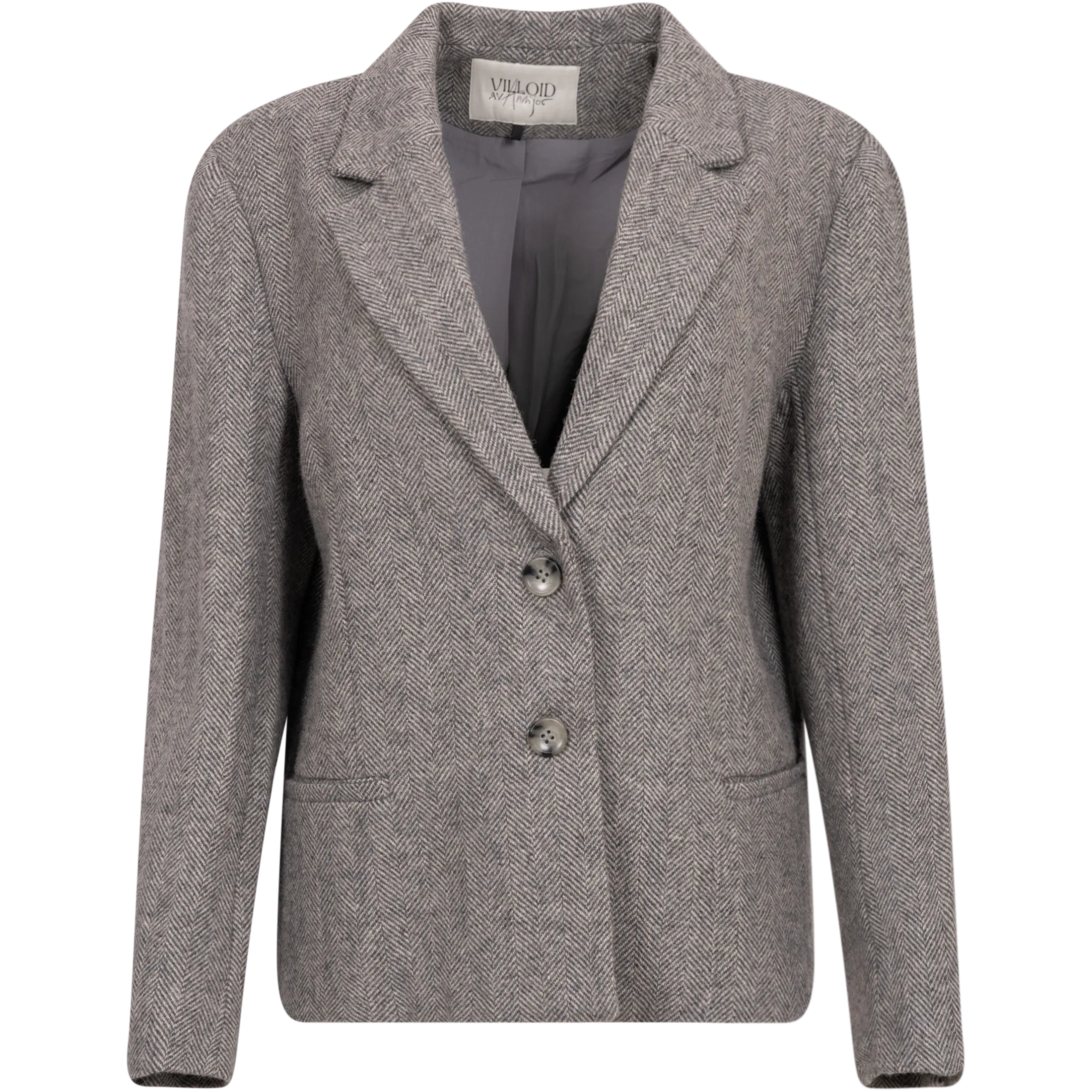 Mya Herringbone Blazer - Light Grey