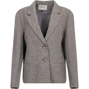 Mya Herringbone Blazer - Light Grey