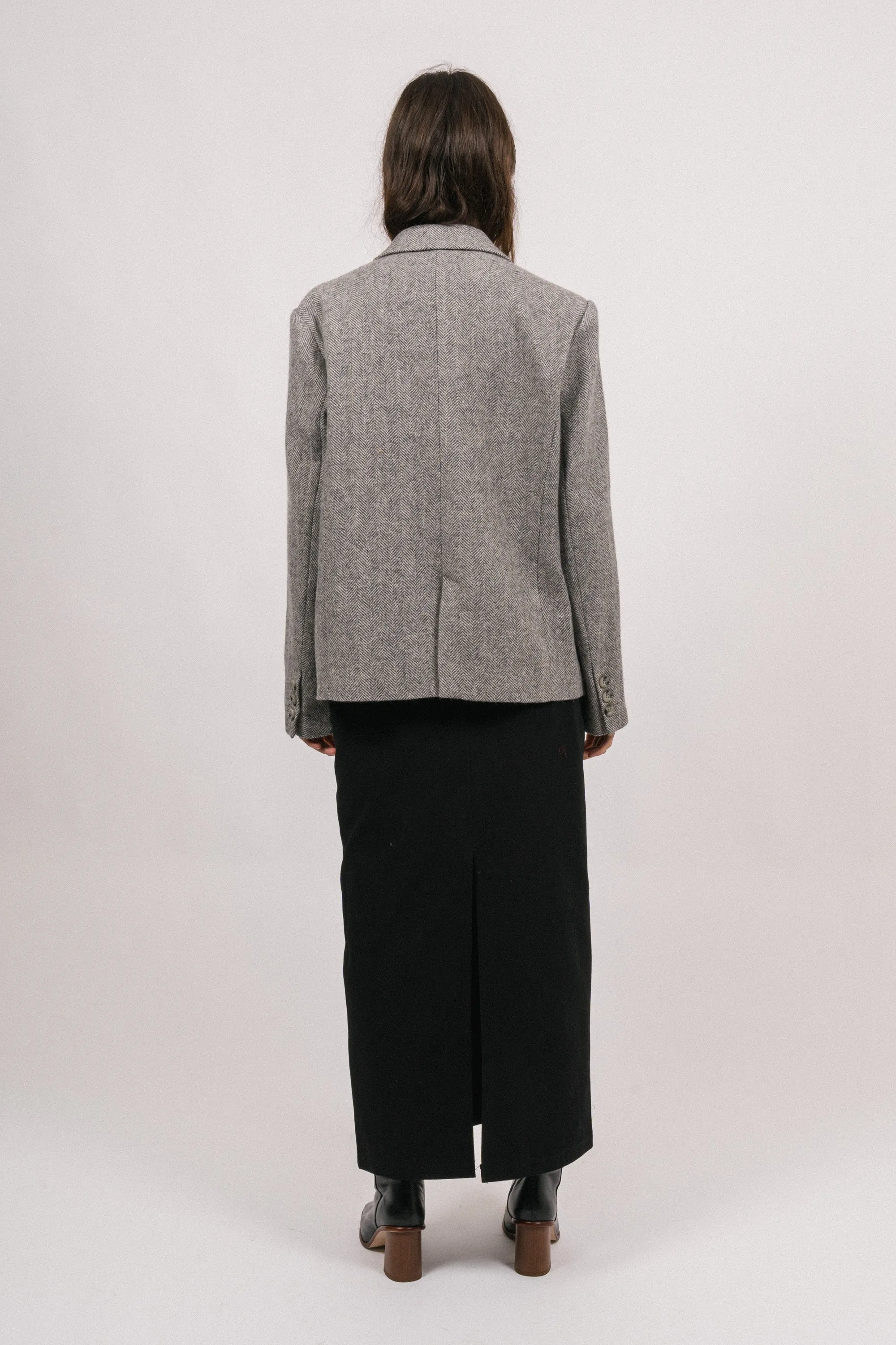 Mya Herringbone Blazer - Light Grey
