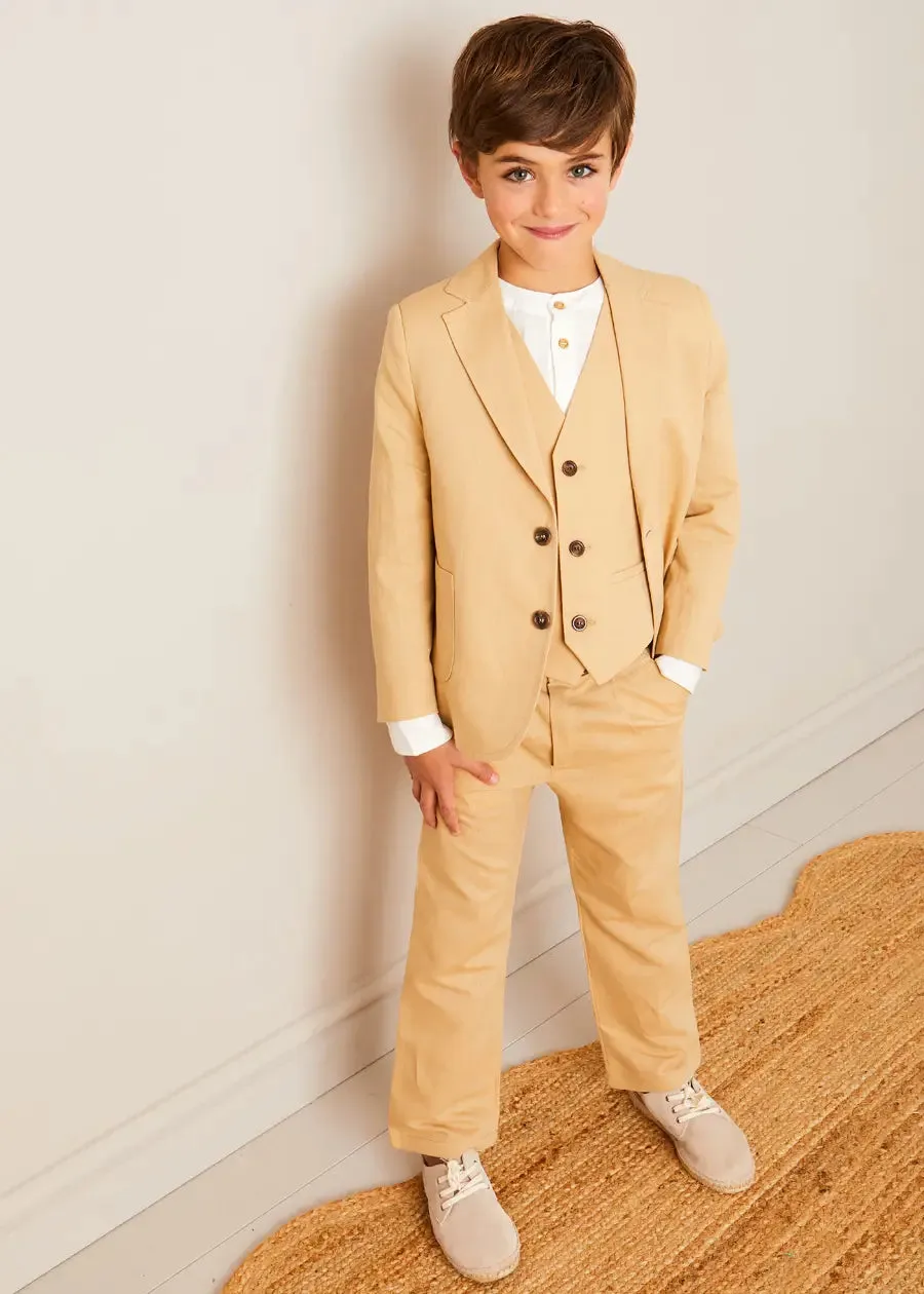 Plain Light Linen Blazer in Beige (4-10yrs)
