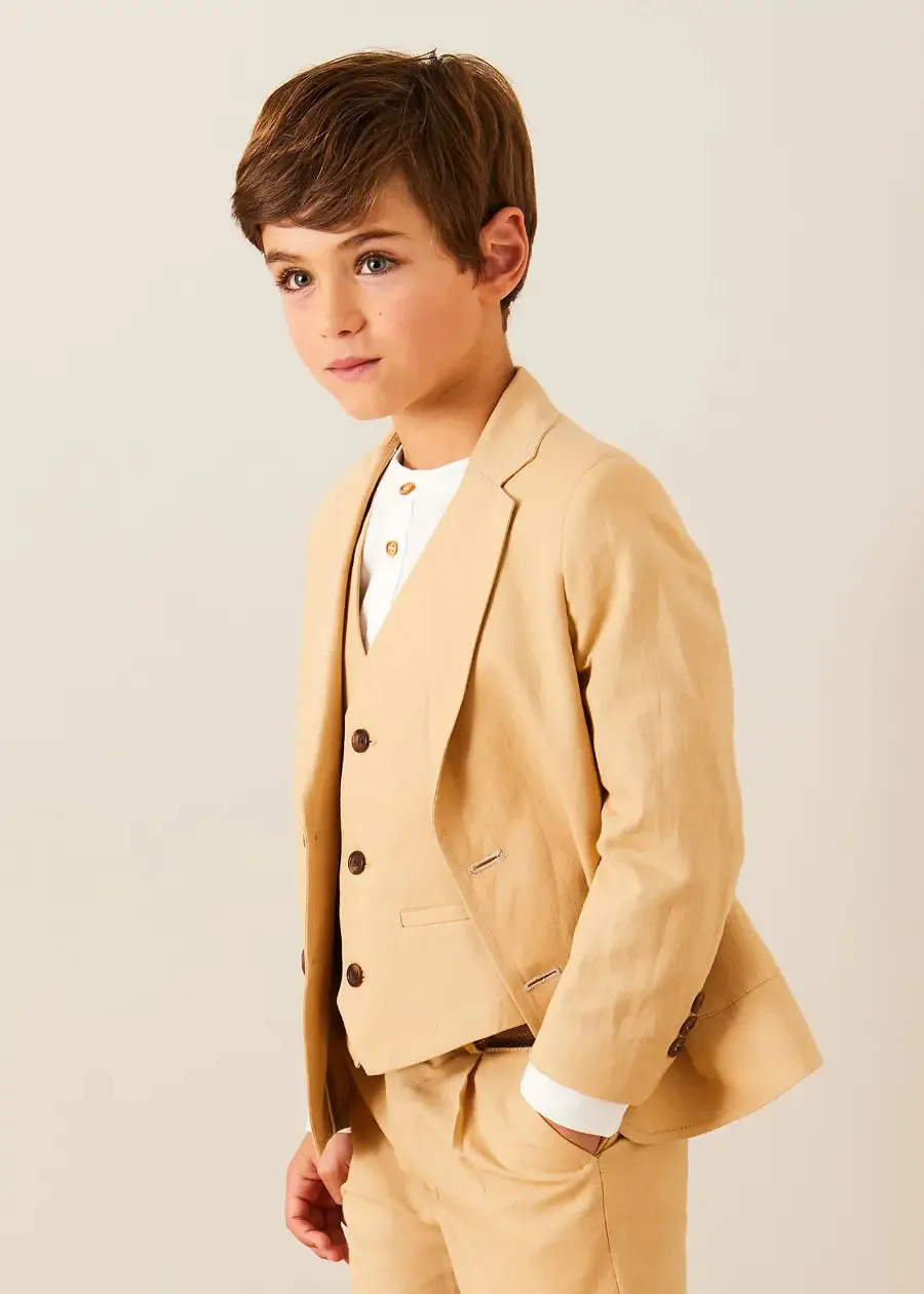 Plain Light Linen Blazer in Beige (4-10yrs)