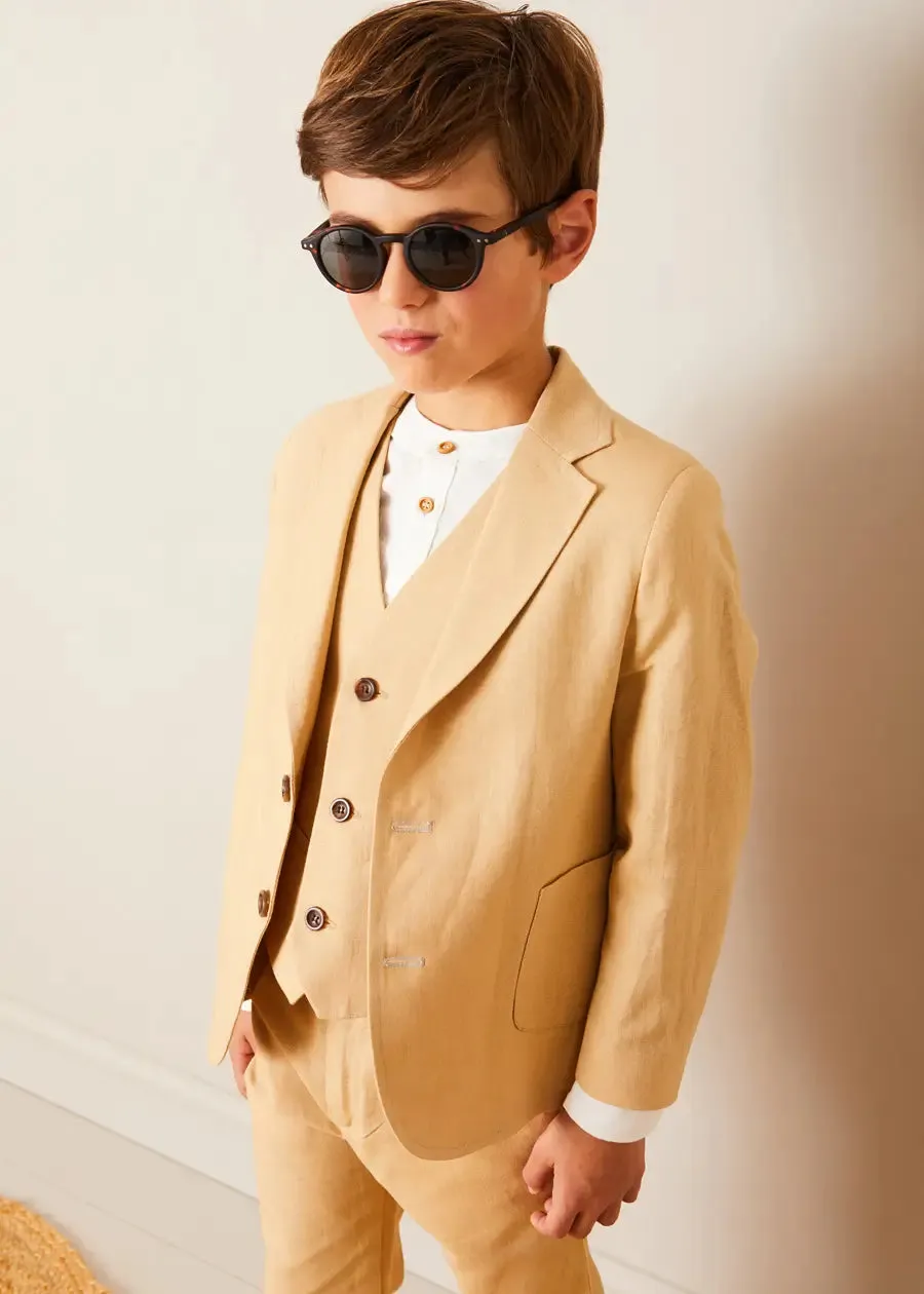 Plain Light Linen Blazer in Beige (4-10yrs)