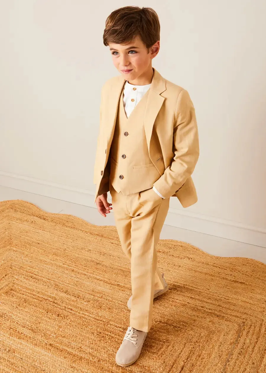 Plain Light Linen Blazer in Beige (4-10yrs)
