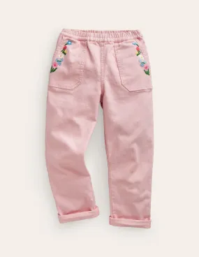 Pull-on Trouser-Provence Dusty Pink Embroidery