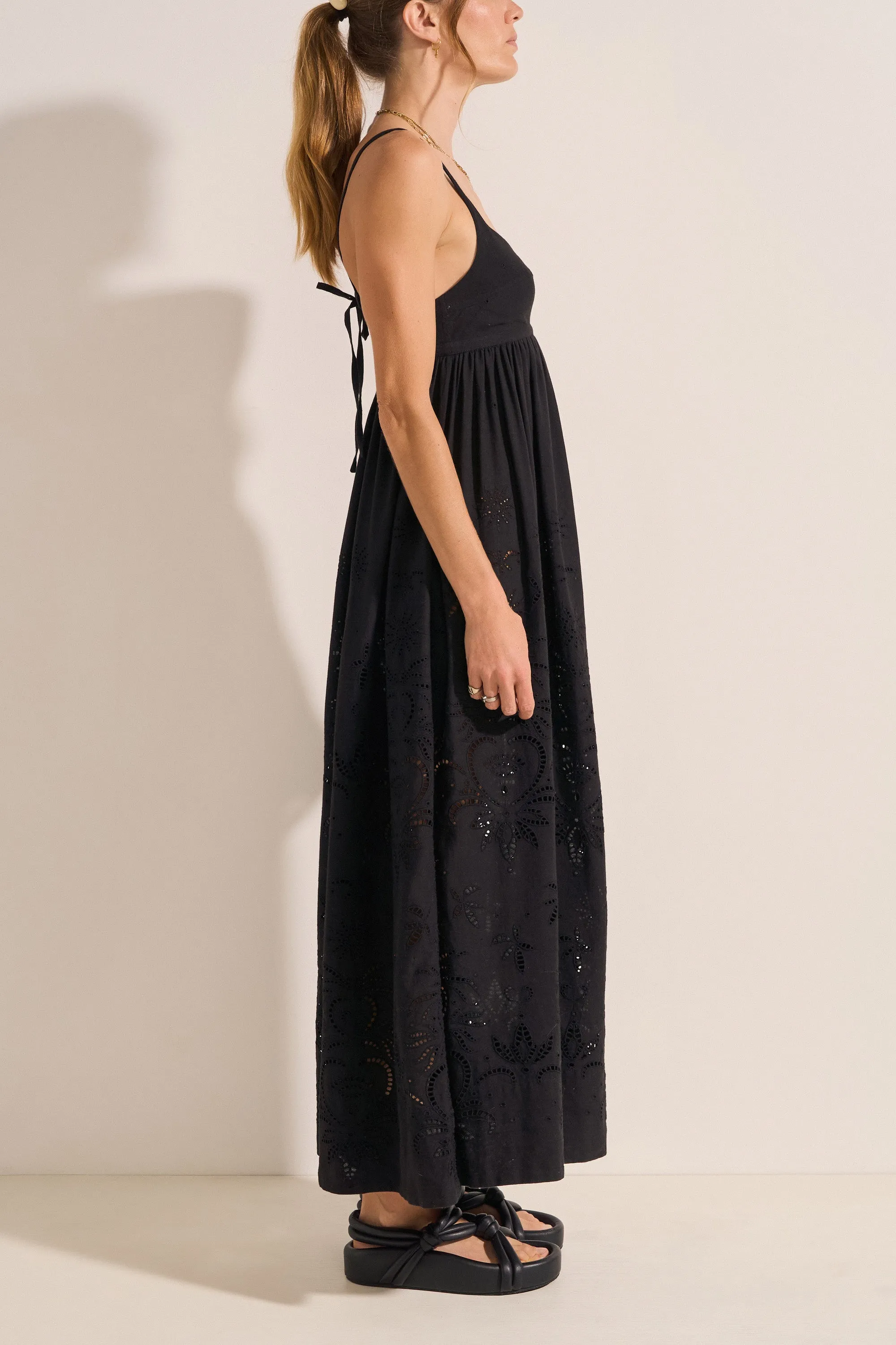 Raven Black Eyelet Linen Dress
