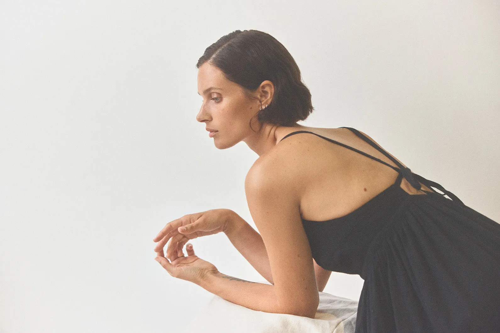 Raven Black Eyelet Linen Dress