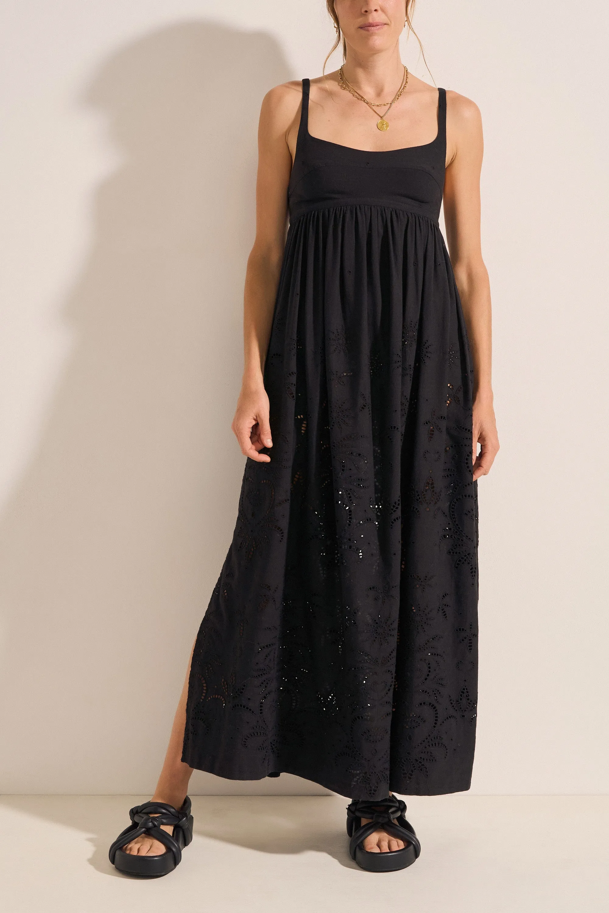 Raven Black Eyelet Linen Dress