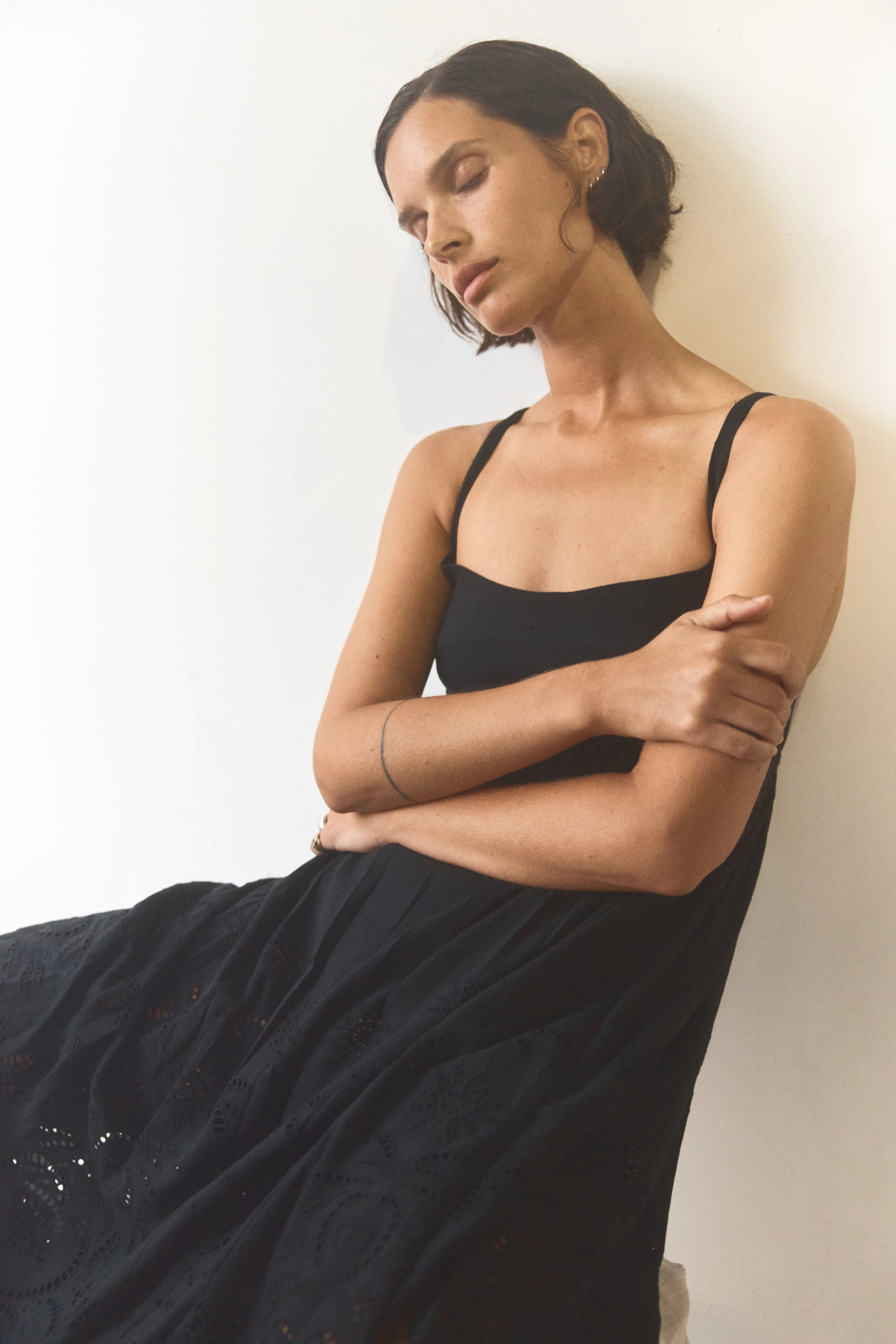 Raven Black Eyelet Linen Dress