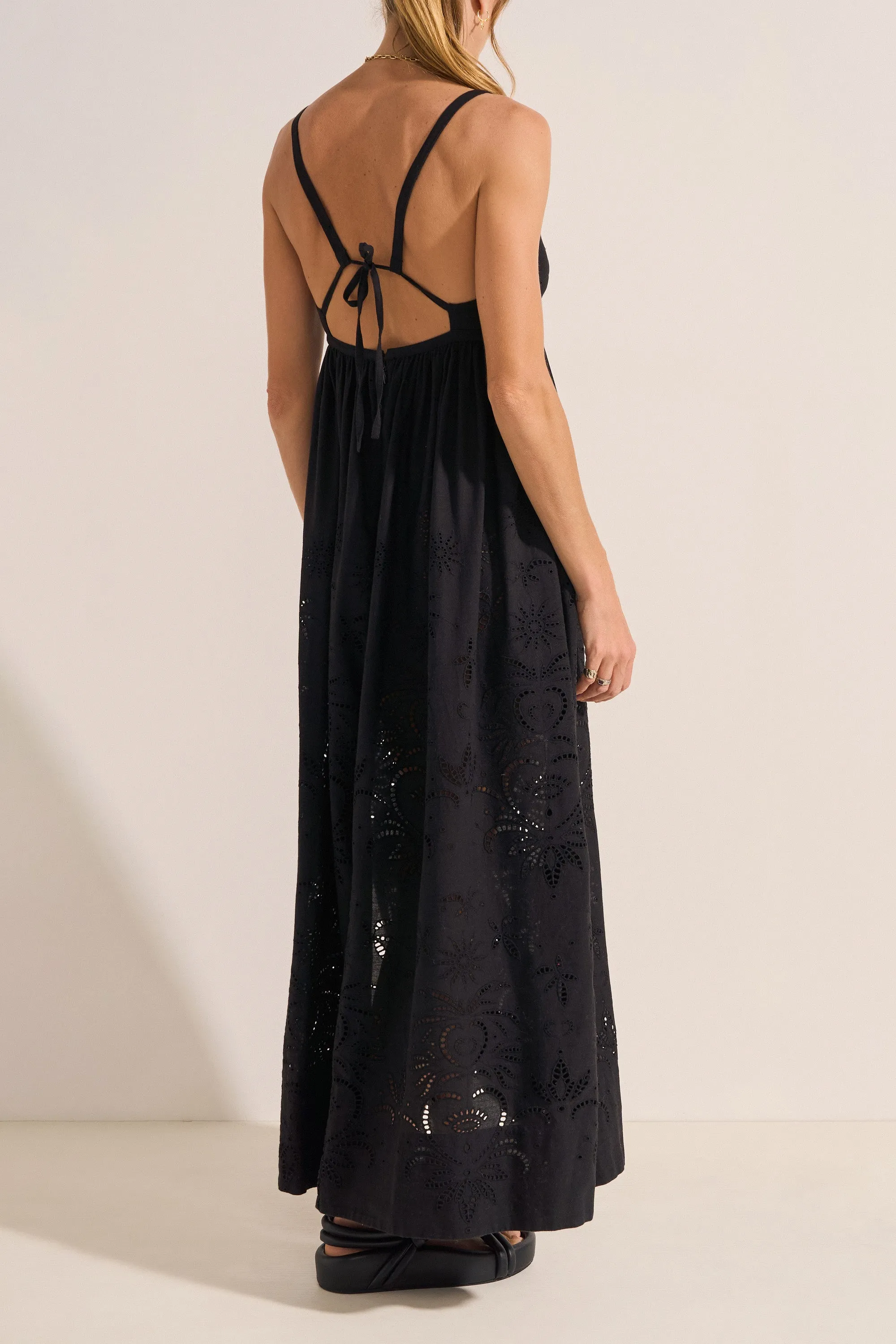 Raven Black Eyelet Linen Dress