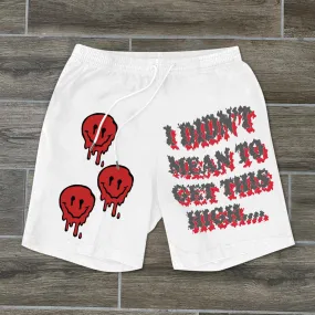 Retro Smiley Print Casual Fashion Sports Shorts