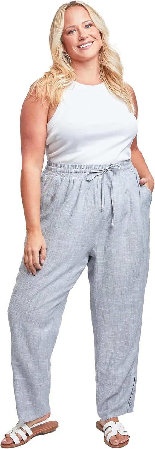 Royalty For Me Womens Women´s Plus Linen Button Hem Flood
