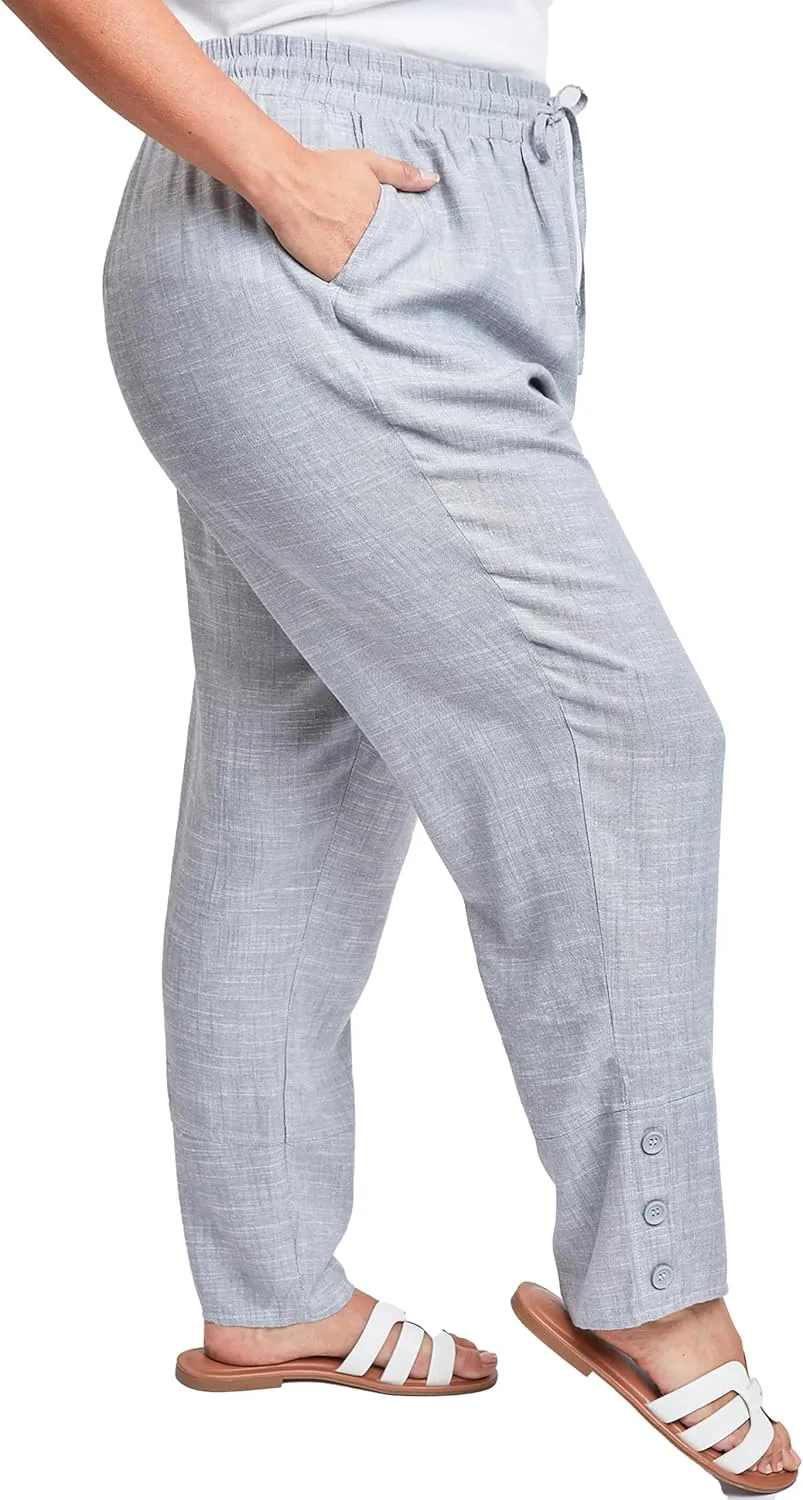 Royalty For Me Womens Women´s Plus Linen Button Hem Flood