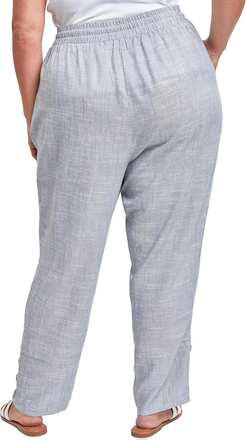 Royalty For Me Womens Women´s Plus Linen Button Hem Flood