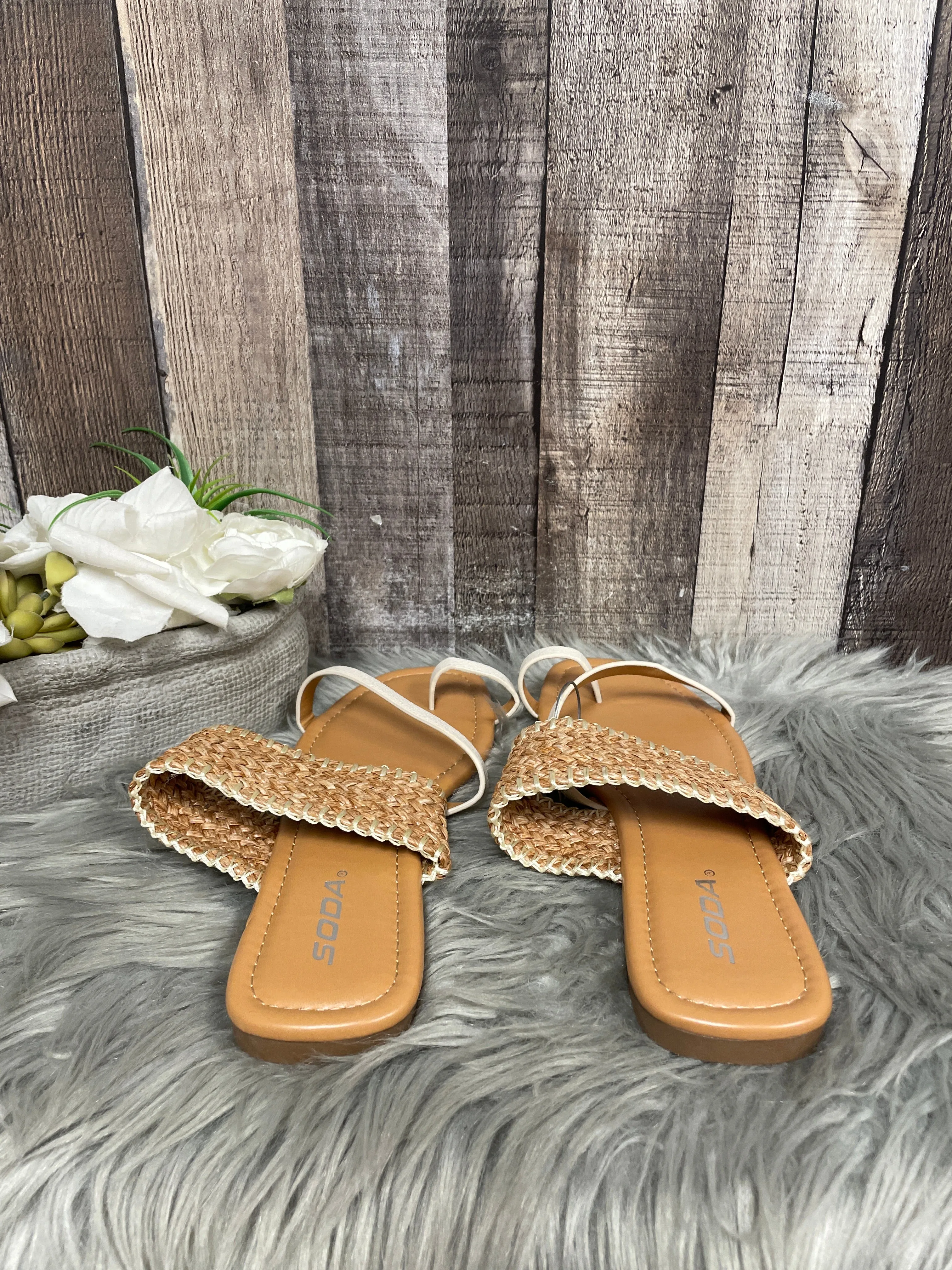 Sandals Flats By Soda In Tan, Size: 8.5