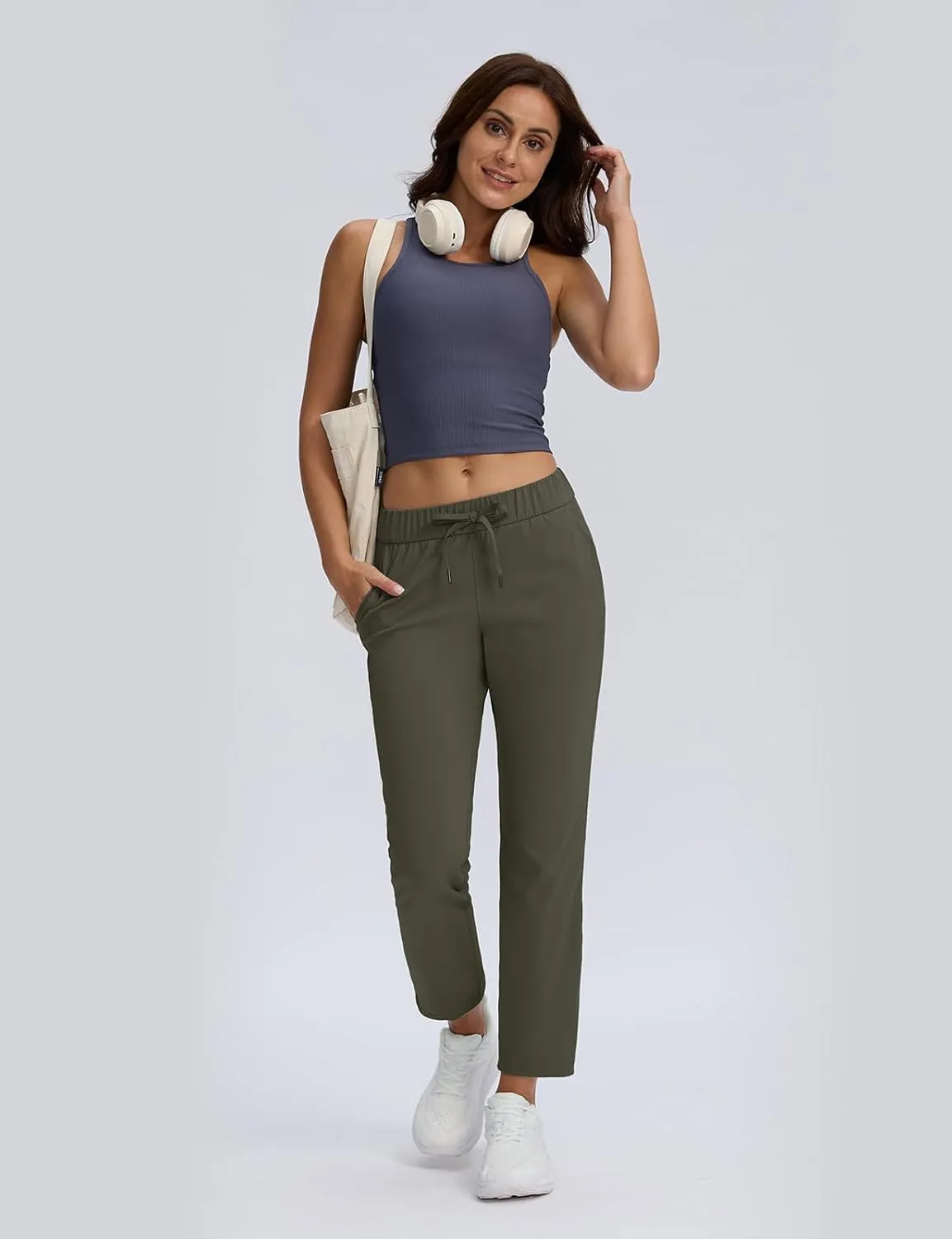 Seamaid Women's Golf Pants with Pockets 7/8 Stretch Travel Ankle Pants for Casual Athletic