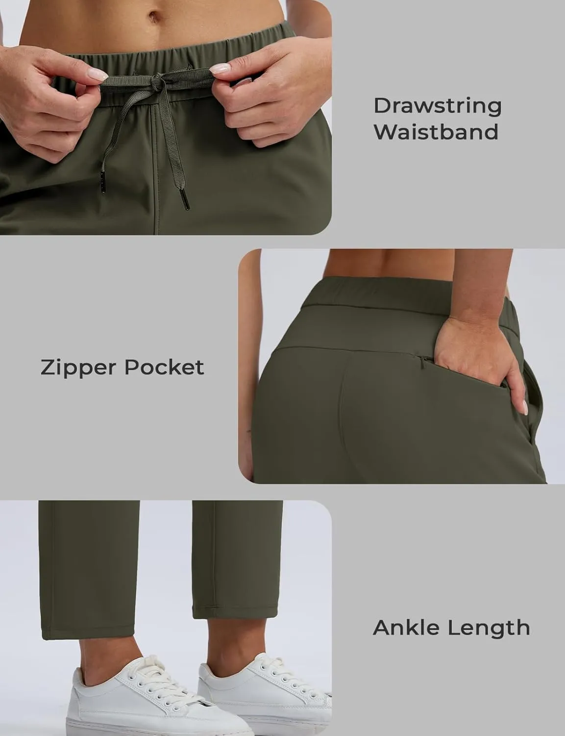 Seamaid Women's Golf Pants with Pockets 7/8 Stretch Travel Ankle Pants for Casual Athletic