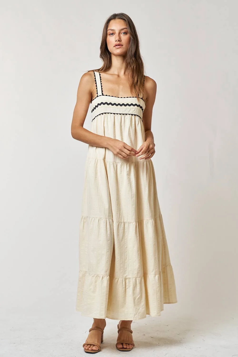 Tiered Tan Maxi Dress