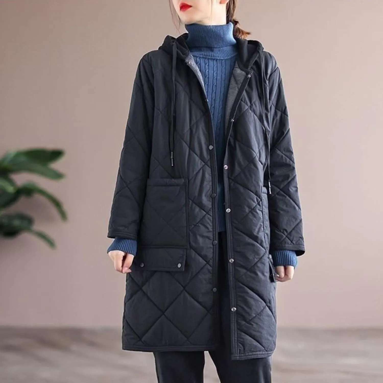 Women Light down Jacket with Hood Packable Soft Puffer Jacket Coat Long Length Winter Outwear Overcoat Full Zip Parka