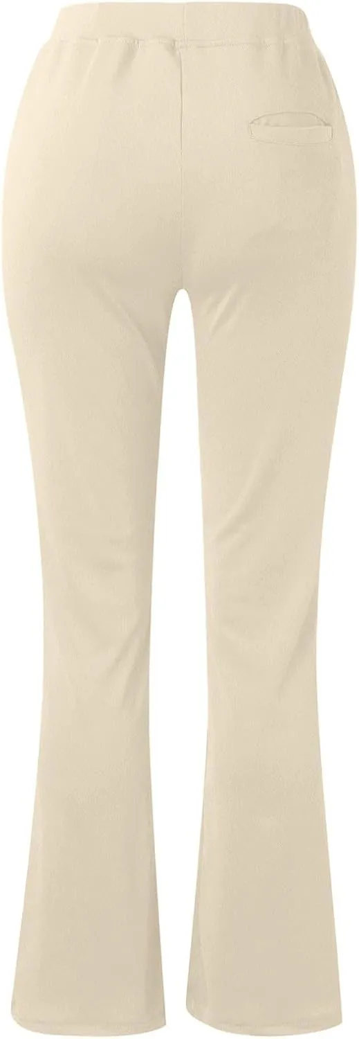 Womens Bootcut Dress Pants Business Casual Work Pants with Pockets High Waist Stretchy Trousers Pull On Office Slacks
