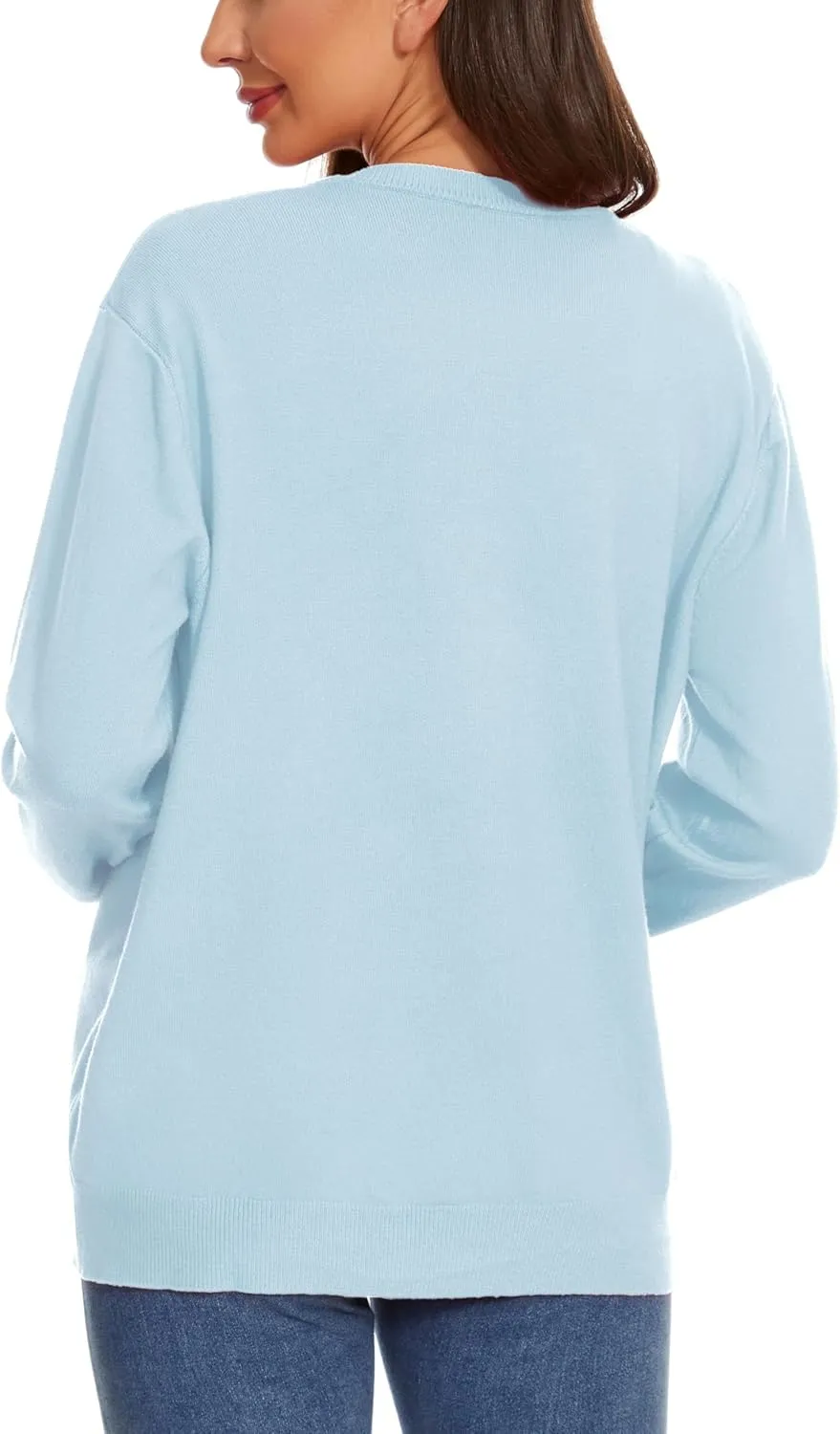Womens Cardigan Sweaters Button Down Classic Long Sleeve Casual Crew Neck Soft Regular Fit Spring Tops（S-2XL）