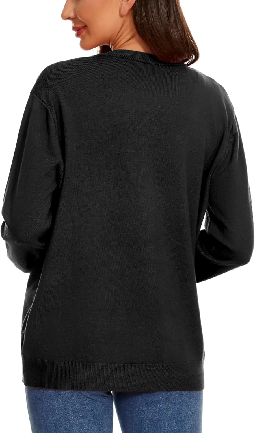 Womens Cardigan Sweaters Button Down Classic Long Sleeve Casual Crew Neck Soft Regular Fit Spring Tops（S-2XL）