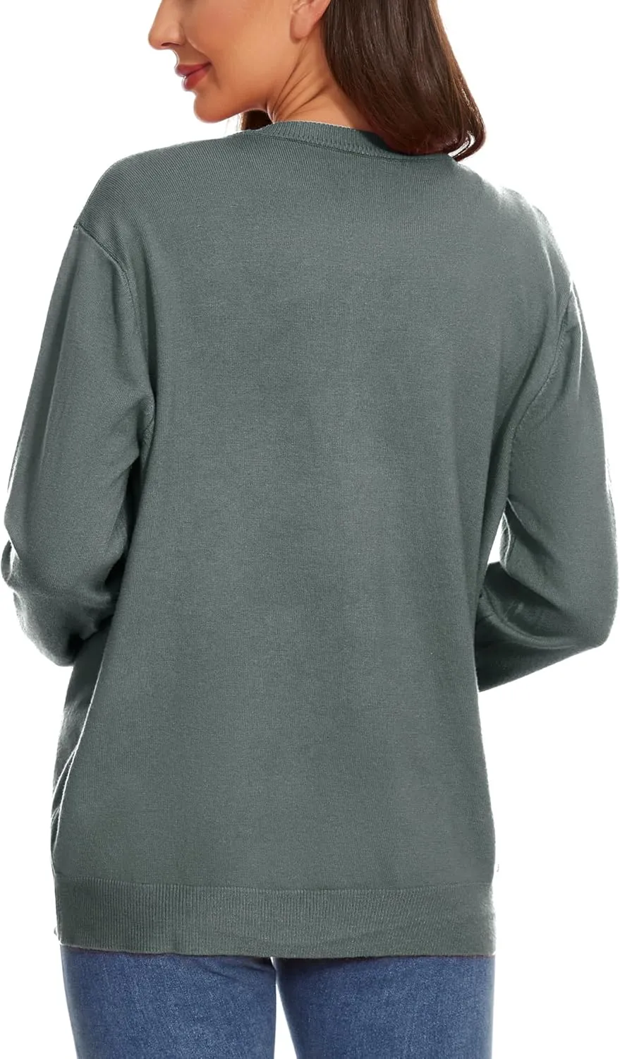 Womens Cardigan Sweaters Button Down Classic Long Sleeve Casual Crew Neck Soft Regular Fit Spring Tops（S-2XL）
