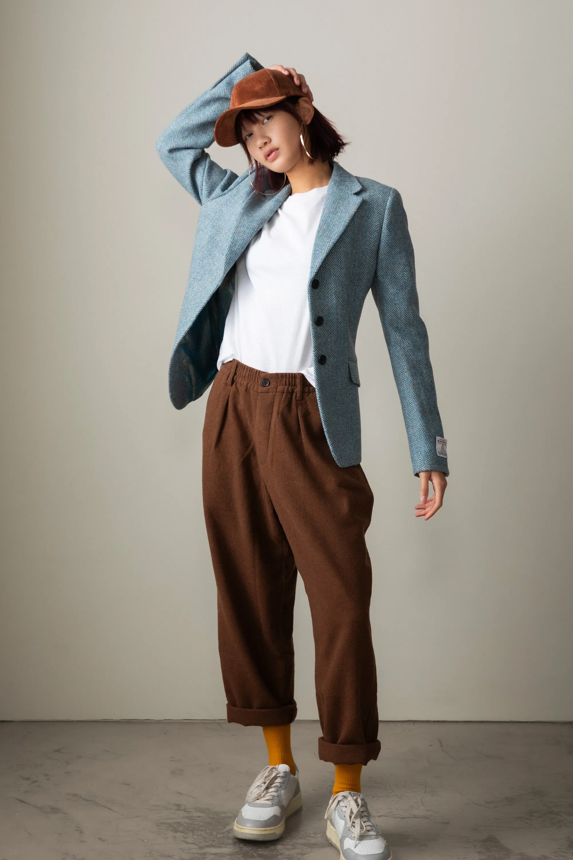 Women's Harris Tweed Claire Blazer - Light Blue Herringbone Mix