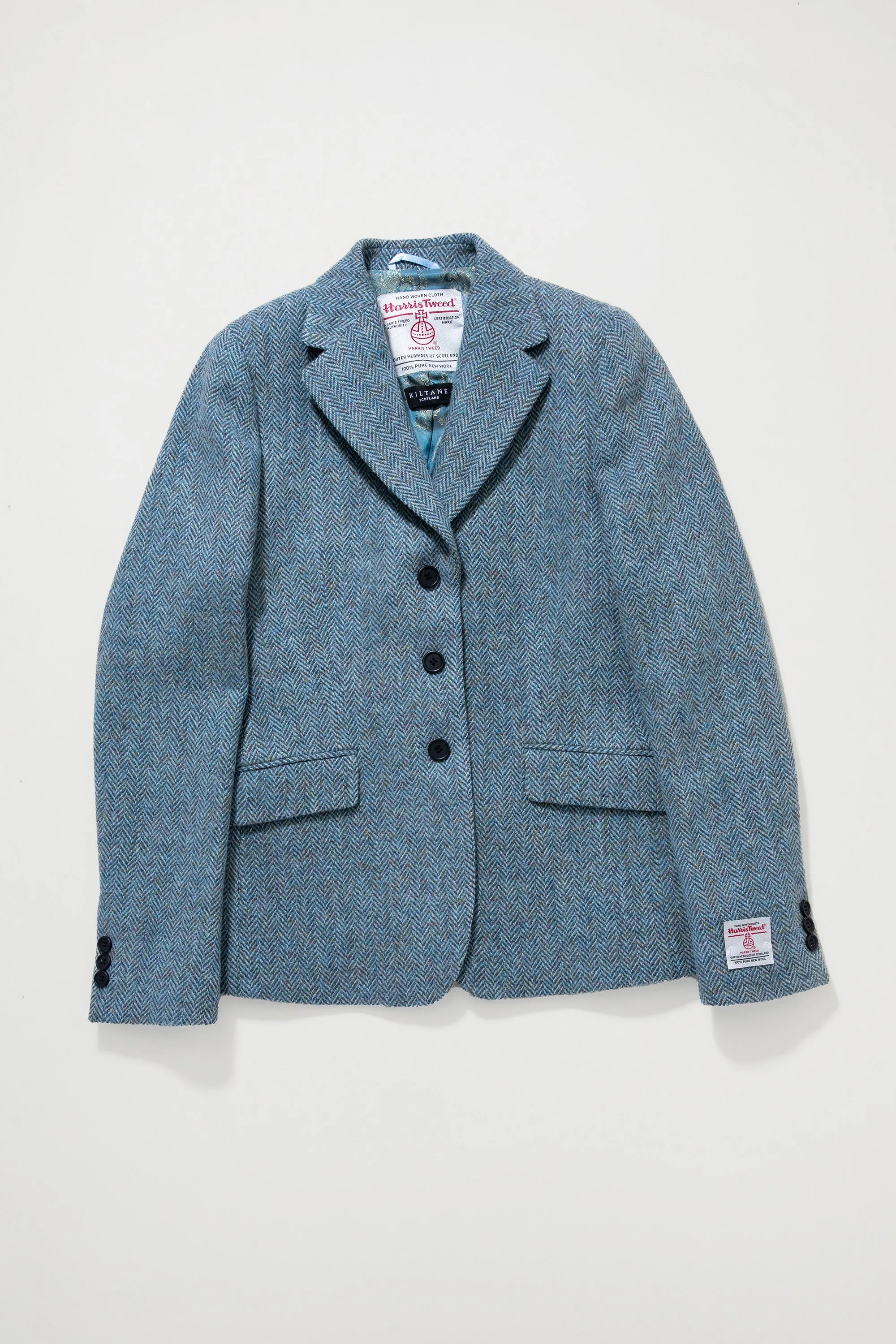Women's Harris Tweed Claire Blazer - Light Blue Herringbone Mix