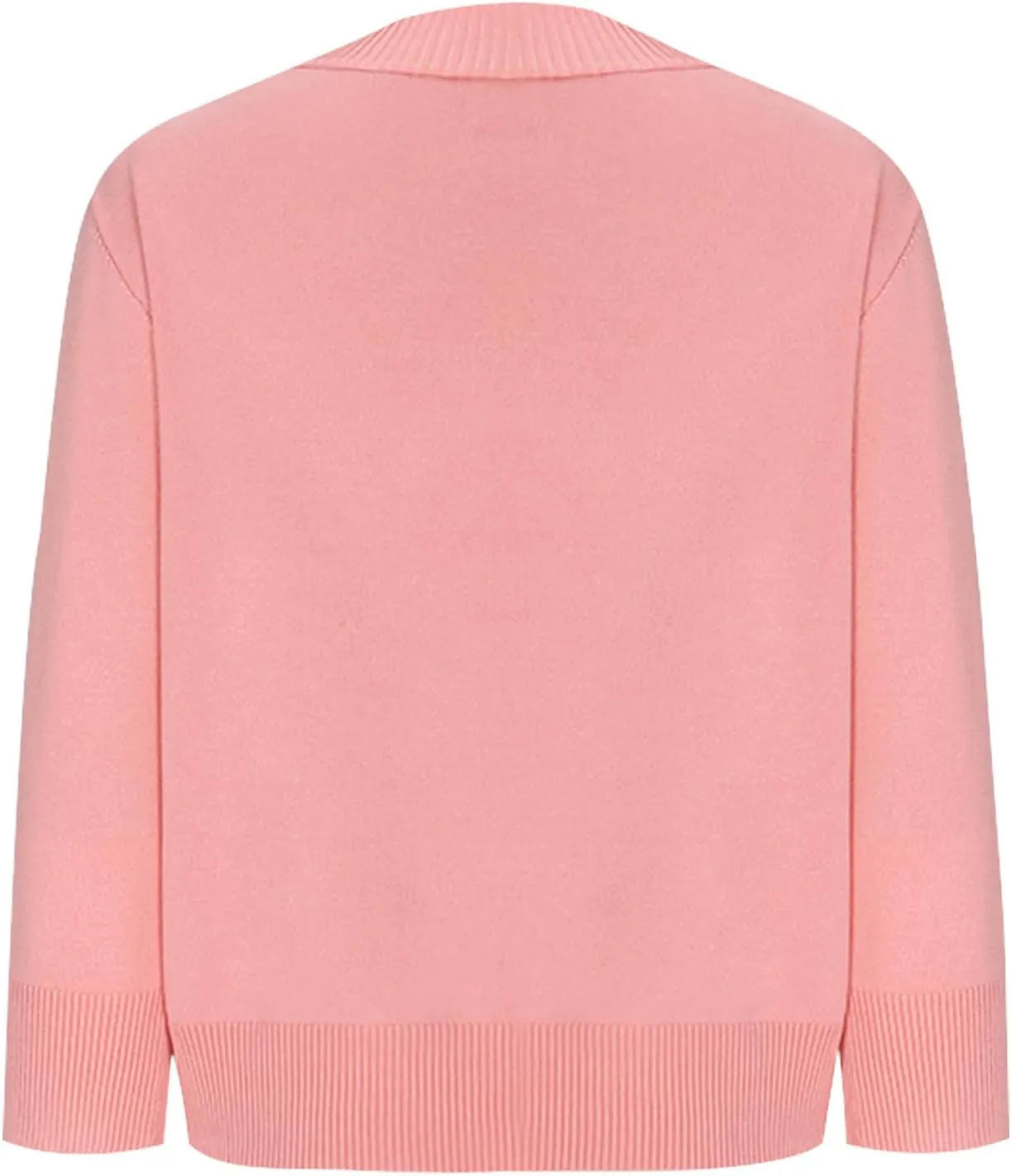 Women's Loose 3/4 Sleeve Cardigan Knitted Sweater Solid Color Cropped Tops Casual Soft Fall Blouse Outwear Coat