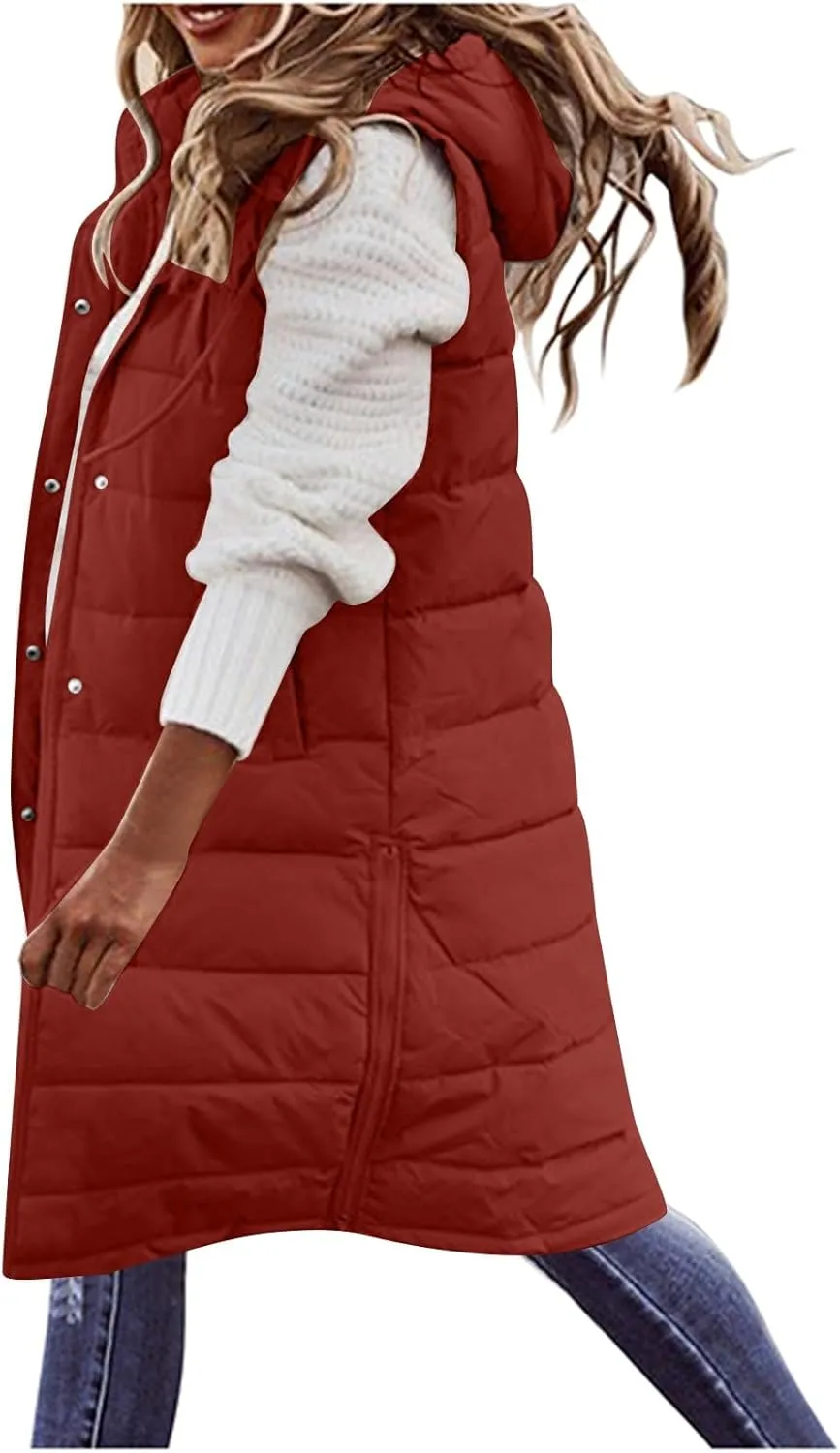 Women's Puffer Jacket Packable Quilted Lightweight Down Parka Plus Size Long Puffy Jacket Light Jacket With Hood