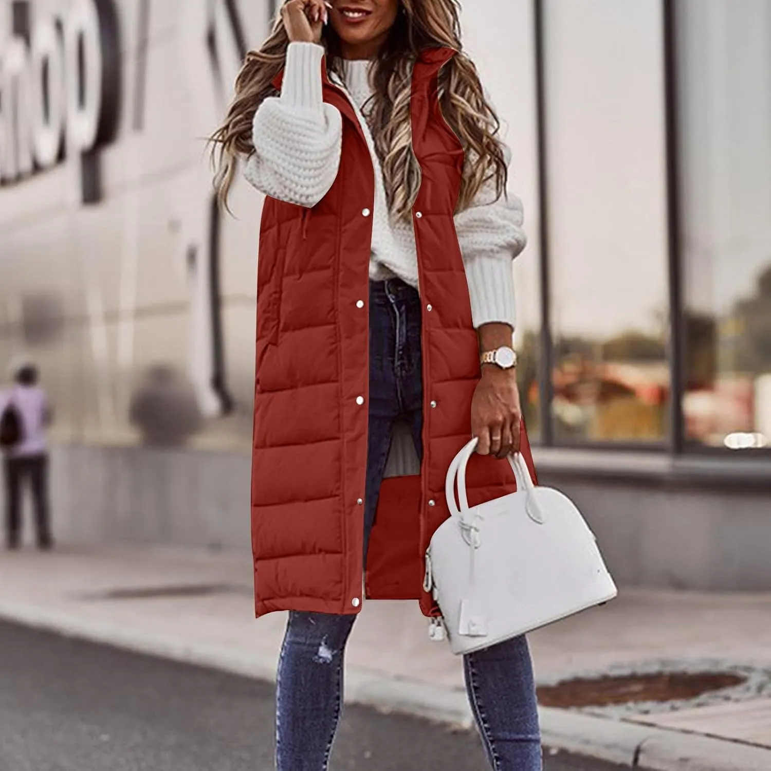 Women's Puffer Jacket Packable Quilted Lightweight Down Parka Plus Size Long Puffy Jacket Light Jacket With Hood