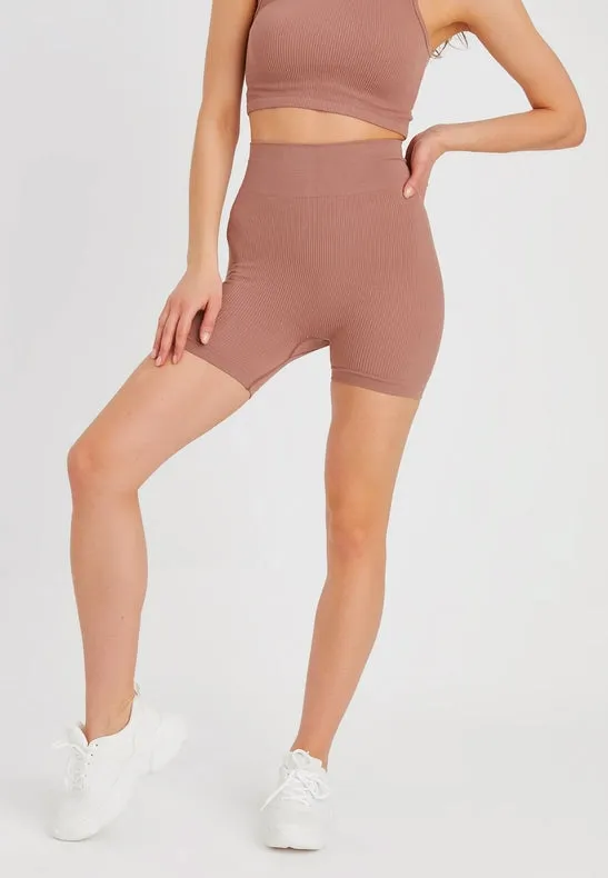 Women's Seamless Sports Shorts brown