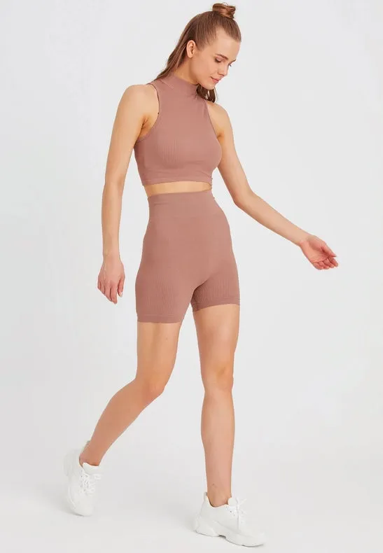 Women's Seamless Sports Shorts brown