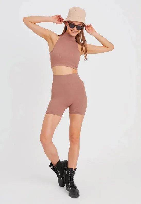 Women's Seamless Sports Shorts brown