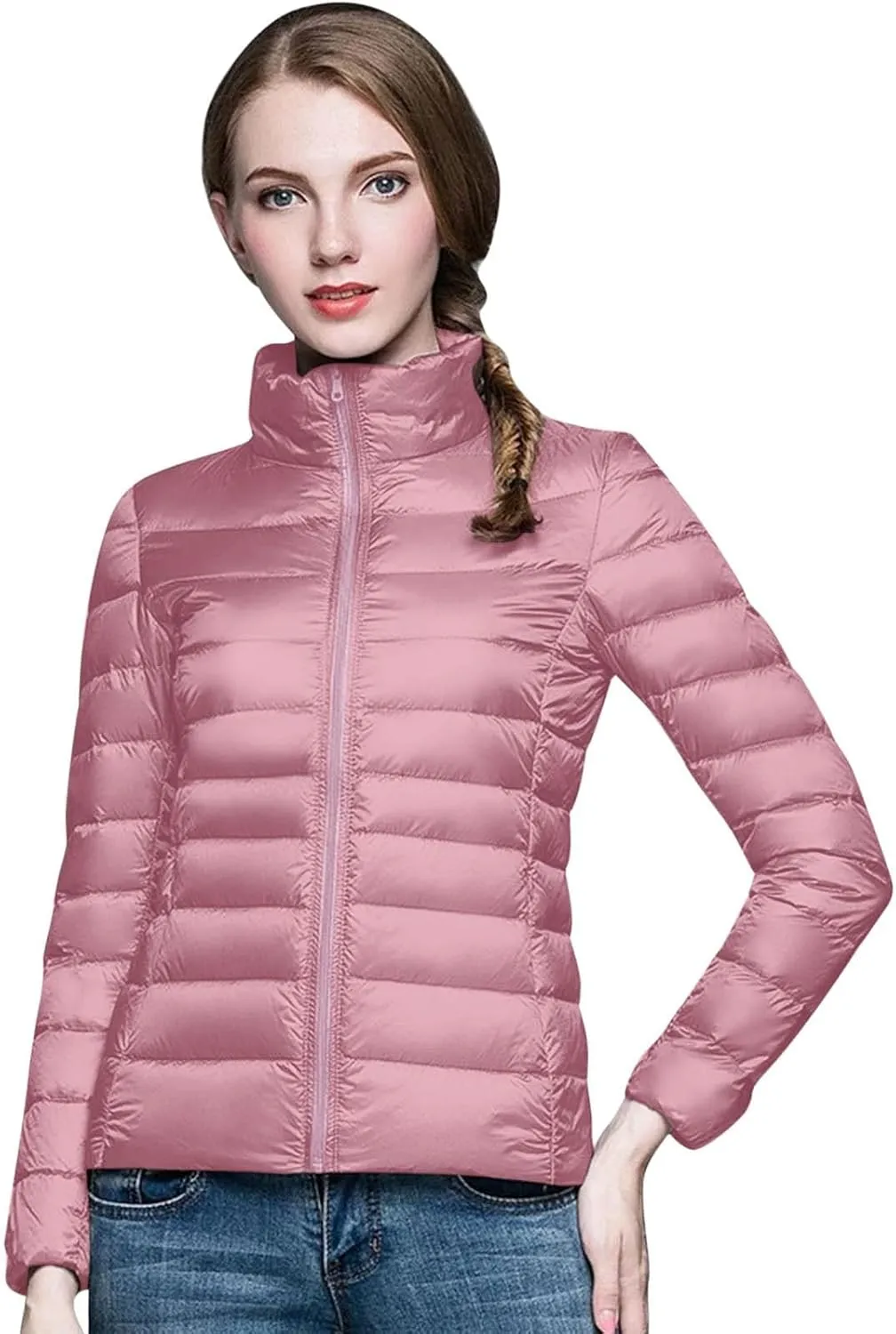 Women's Short Down Coats Packable Puffer Jacket Hooded Winter Ultra Light Quilted Winter Coats with Pockets Outerwear