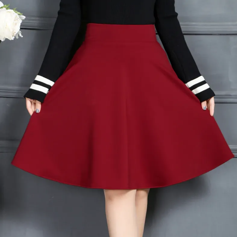 Women's Summer Casual A-Line High-Waist Pleated Midi Skirt