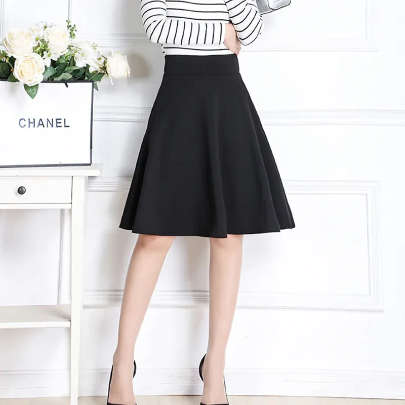 Women's Summer Casual A-Line High-Waist Pleated Midi Skirt